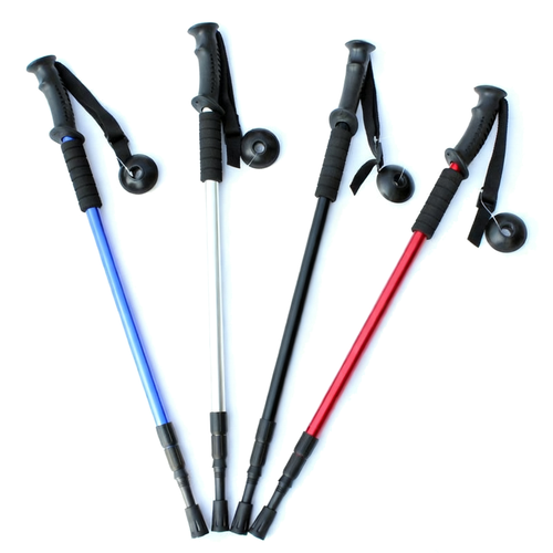 Aluminum Trekking Pole, 3-Section Shock Absorbing, Blue