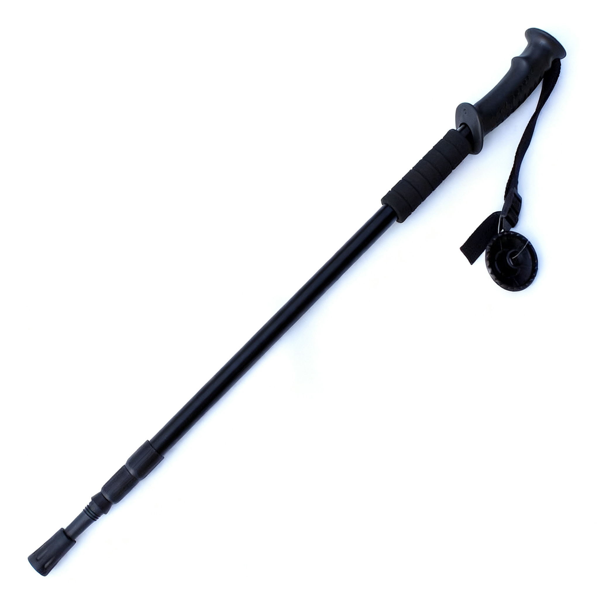 Aluminum Trekking Pole, 3-Section Shock Absorbing, Black