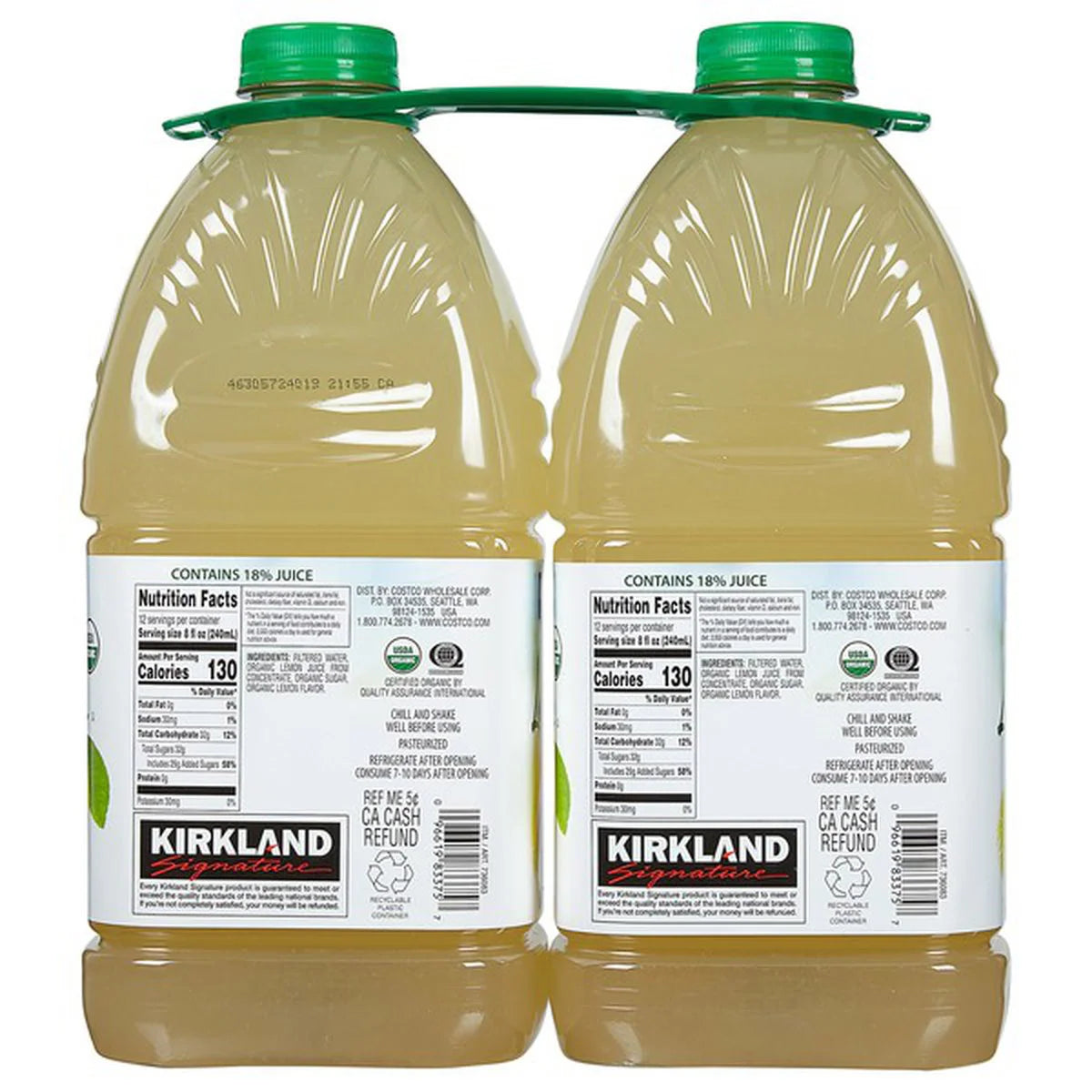 2026 NewKirkland Signature, Organic Lemonade, 96 fl oz, 2-count