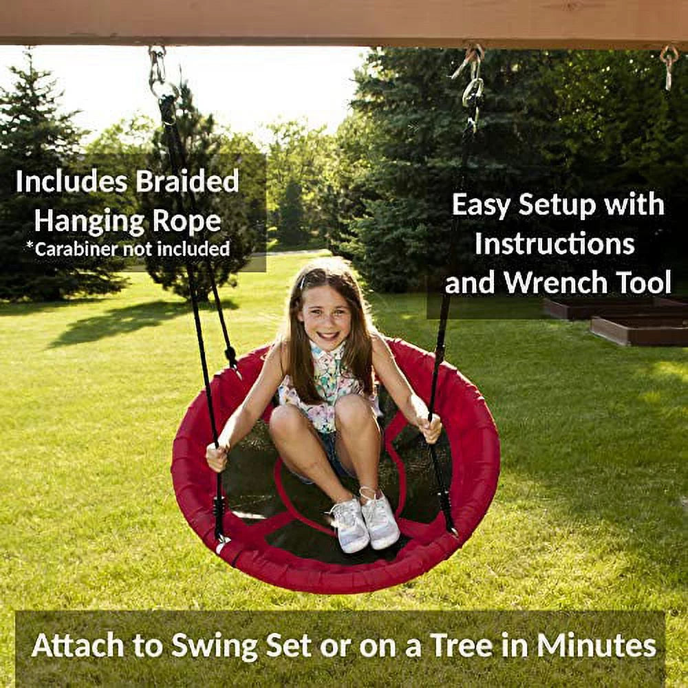 2026 WonkaWoo Little Flyers Platform Tree Swing, 40" Saucer Platform with Adjustable Height, Red