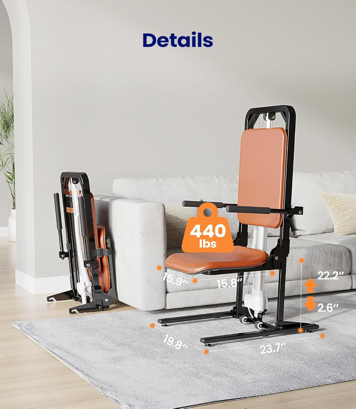 2026 MAIDeSITe Electric Floor Lift, 440lbs Capacity, Elderly Assist