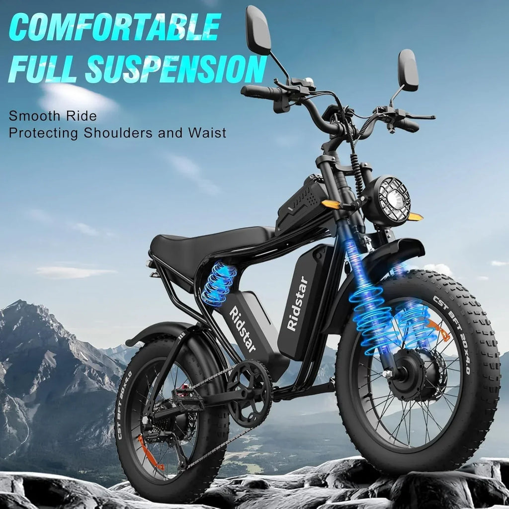 2026 2000W 52V All-Terrain Fat Tire Electric Bike for Adults, 30-180 Mile Range