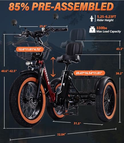 2026 Adult Electric Tricycle Adult Tricycle 3 Wheel Bikes Adults Electric Three Wheel Bike
