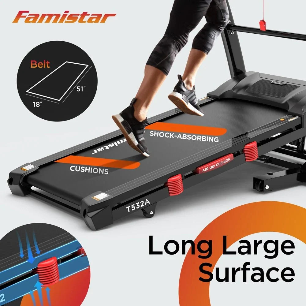 2026 NewFamistar Folding Treadmill for Home with 15 Levels Auto Incline, 300LB Capcity, 10MPH Fast Speed Controls