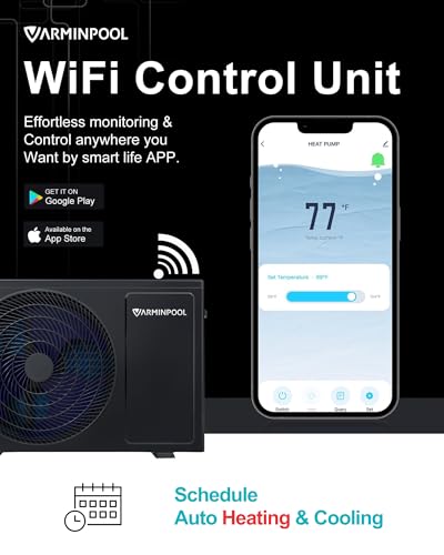 2026 27000BTU Smart Electric Pool Heater for In and Above Ground Pool up to 7,000 Gals, Pool Heat Pump with Schedule Function and Control via APP, Titanium Heat Exchanger, 120V