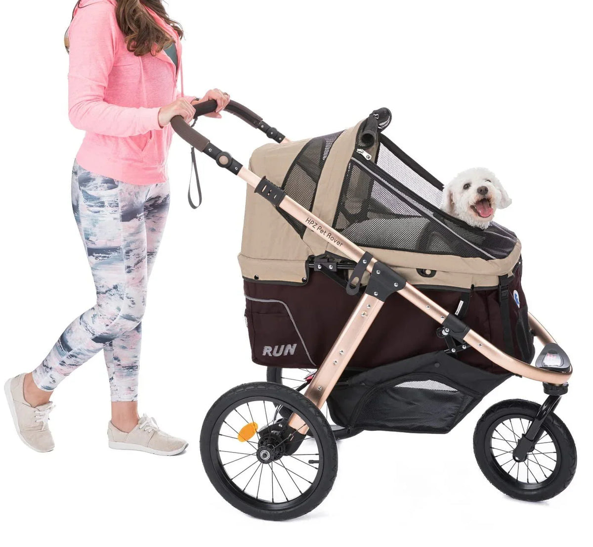 2026 NewJogging Sports Stroller with Comfort Rubber Wheels/Zipper-Less Entry/1-Hand Quick Fold/Aluminum Frame for Small/Medium Dogs, Cats and Pets (Green Camo)