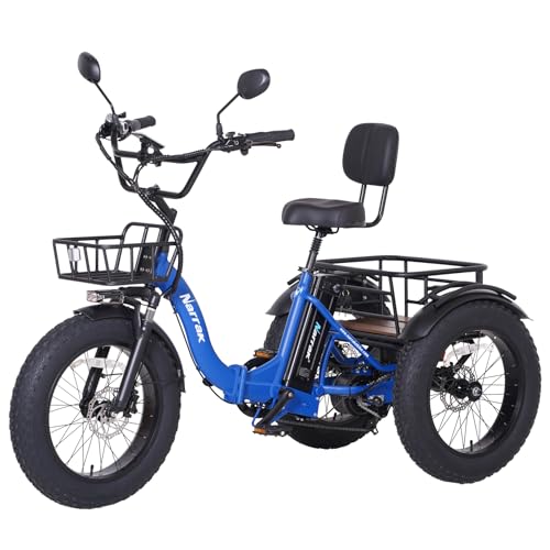 2026 Electric Tricycle for Adults, 750W(Peak 1350W), 48V13Ah Ebike, 20"x4.0" Aluminum Folding Fat Tire 3 Wheel Electric Trike, Max 20MPH Hydraulic Brake, Rear Motor Differential