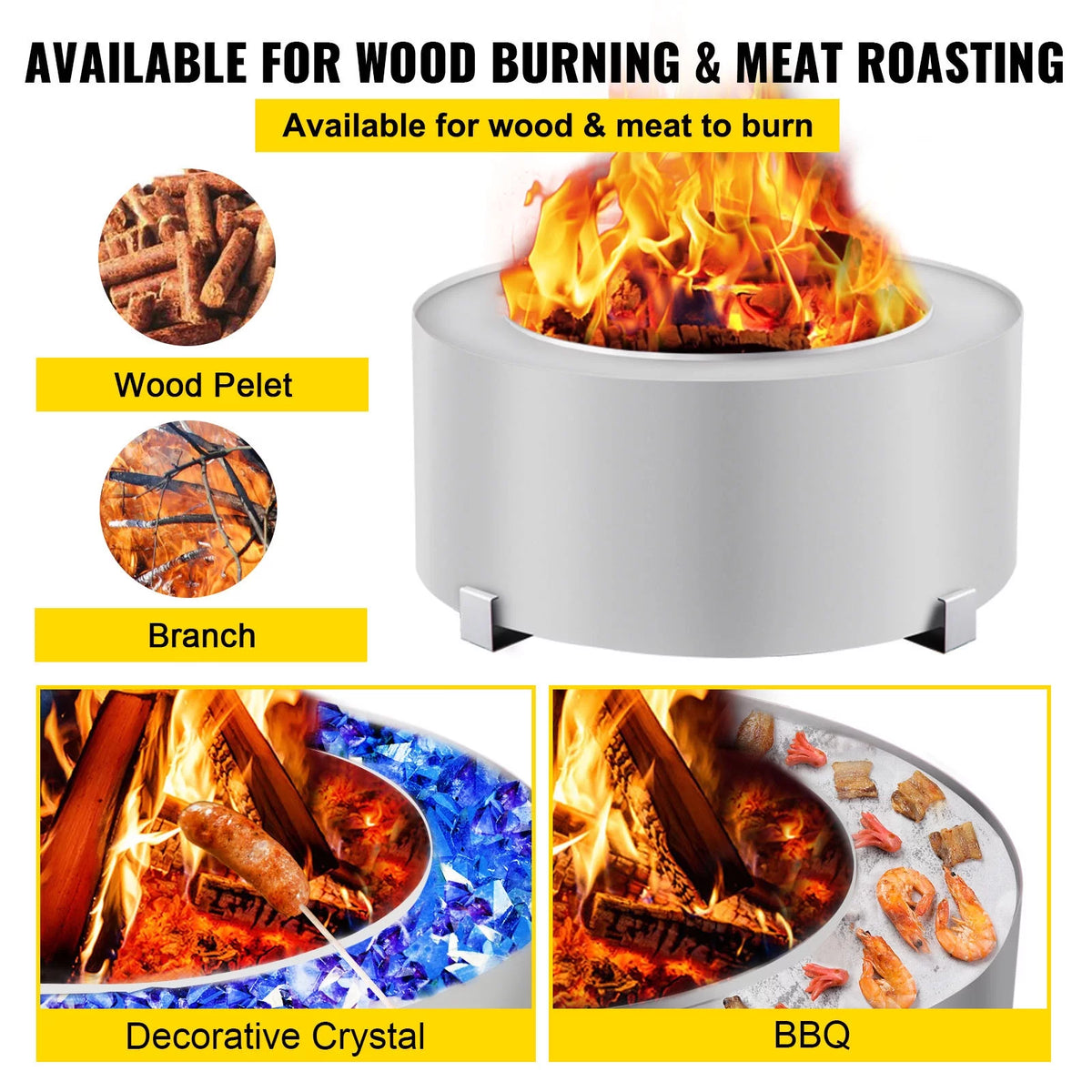 2026 Smokeless Fire Pit, Stainless Steel Stove Bonfire, 27.6 inch Diameter Wood Burning Fire Pit