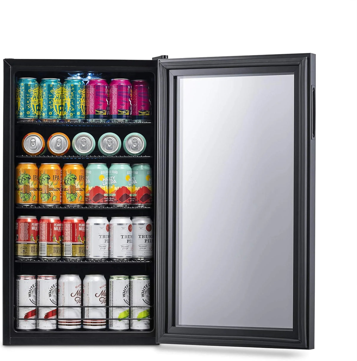 2026 Beverage Refrigerator Cooler | 126 Cans Free Standing with Right Hinge Glass Door | Mini Fridge Beverage Organizer Perfect For Beer, Wine, Soda, And Cooler Drinks