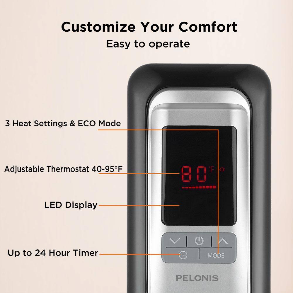 2026 Pelonis 1500-Watt Oil-Filled Radiant Electric Space Heater with Thermostat HO-0279
