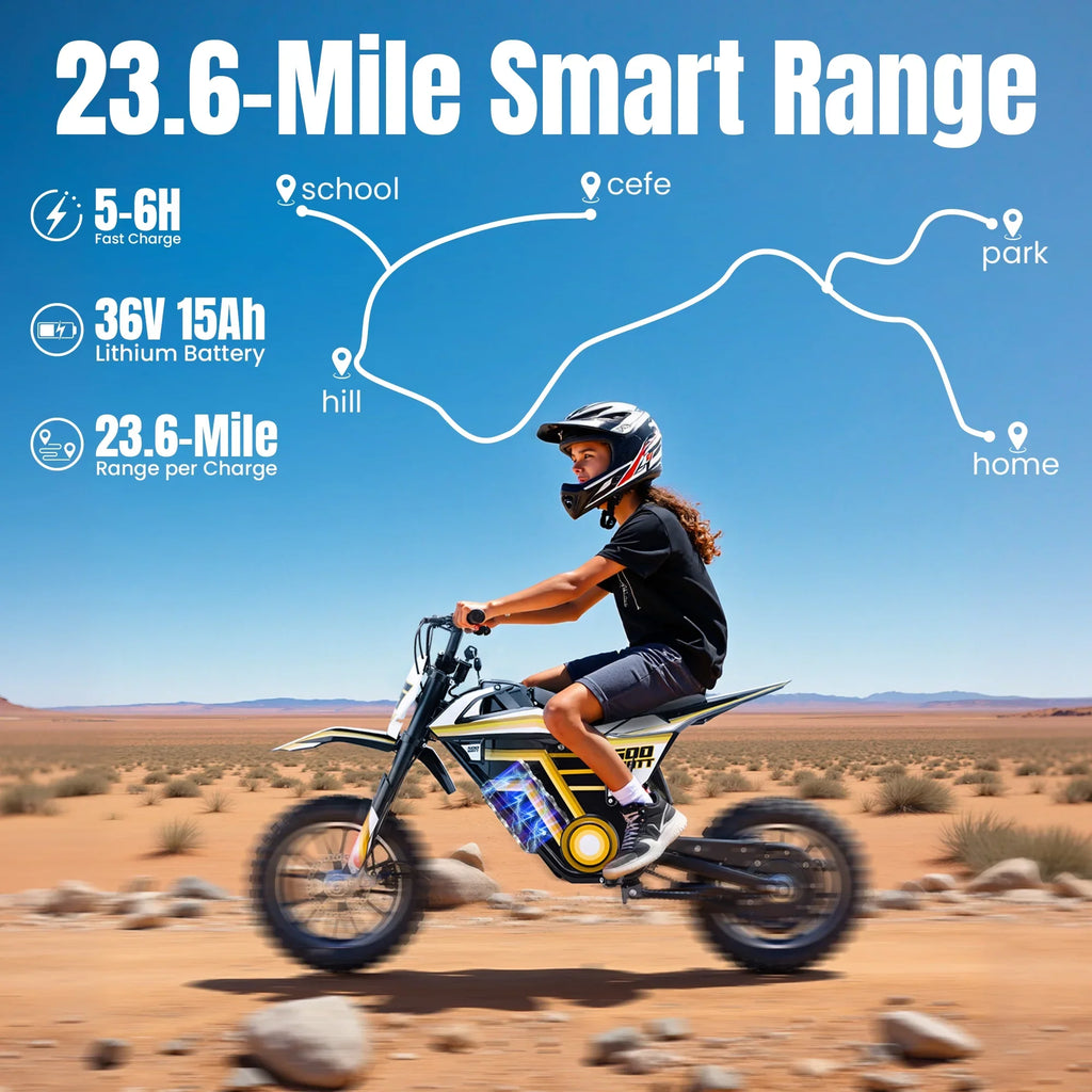 2026 NewQEASET electric dirt bike, 500W kids dirt bike for Boys Girls Age 8-14, Blue