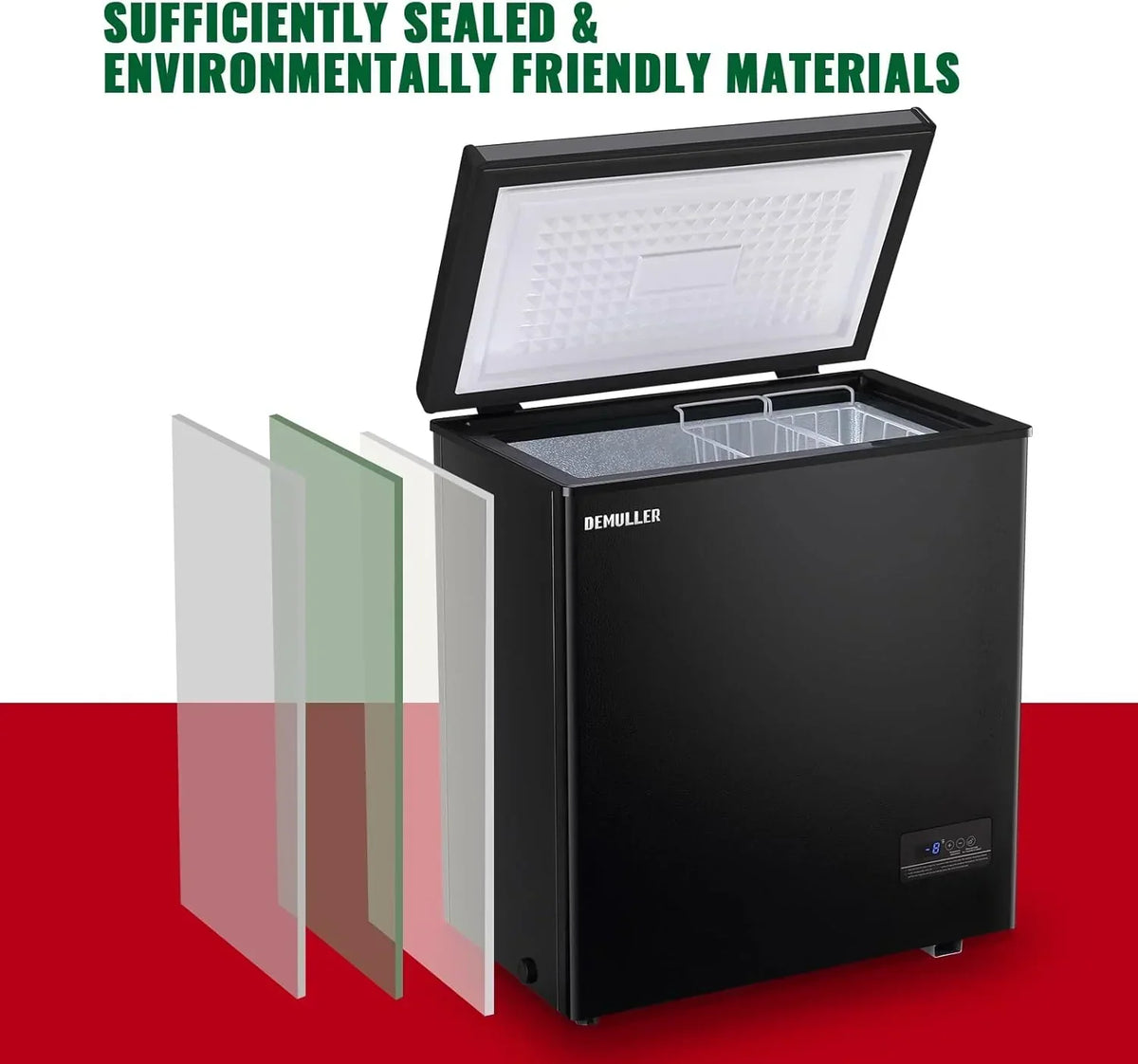 2026 5.0 Cu. Ft. Chest Freezer with 2 Removable Stainless Steel Baskets, Electronic Control, 41 deg F to -15 deg F, Black