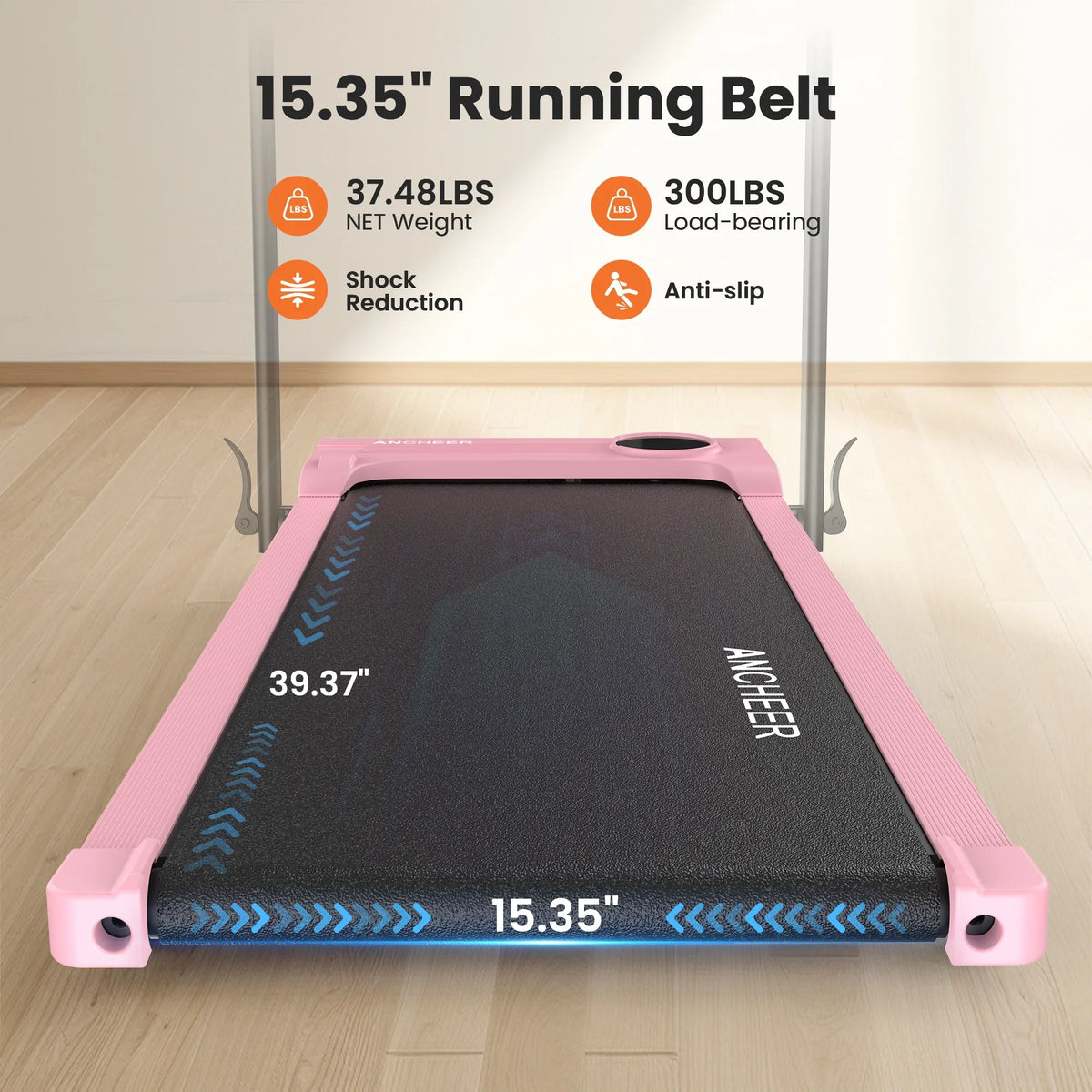 2026 NewANCHEER Portable Folding Walking Pad 300lb, 7.5 MPH Under Desk Treadmill with Remote Control & LED Display,2 in 1 Walking Pad Treadmill for Home/Office/Exercise(Pink)