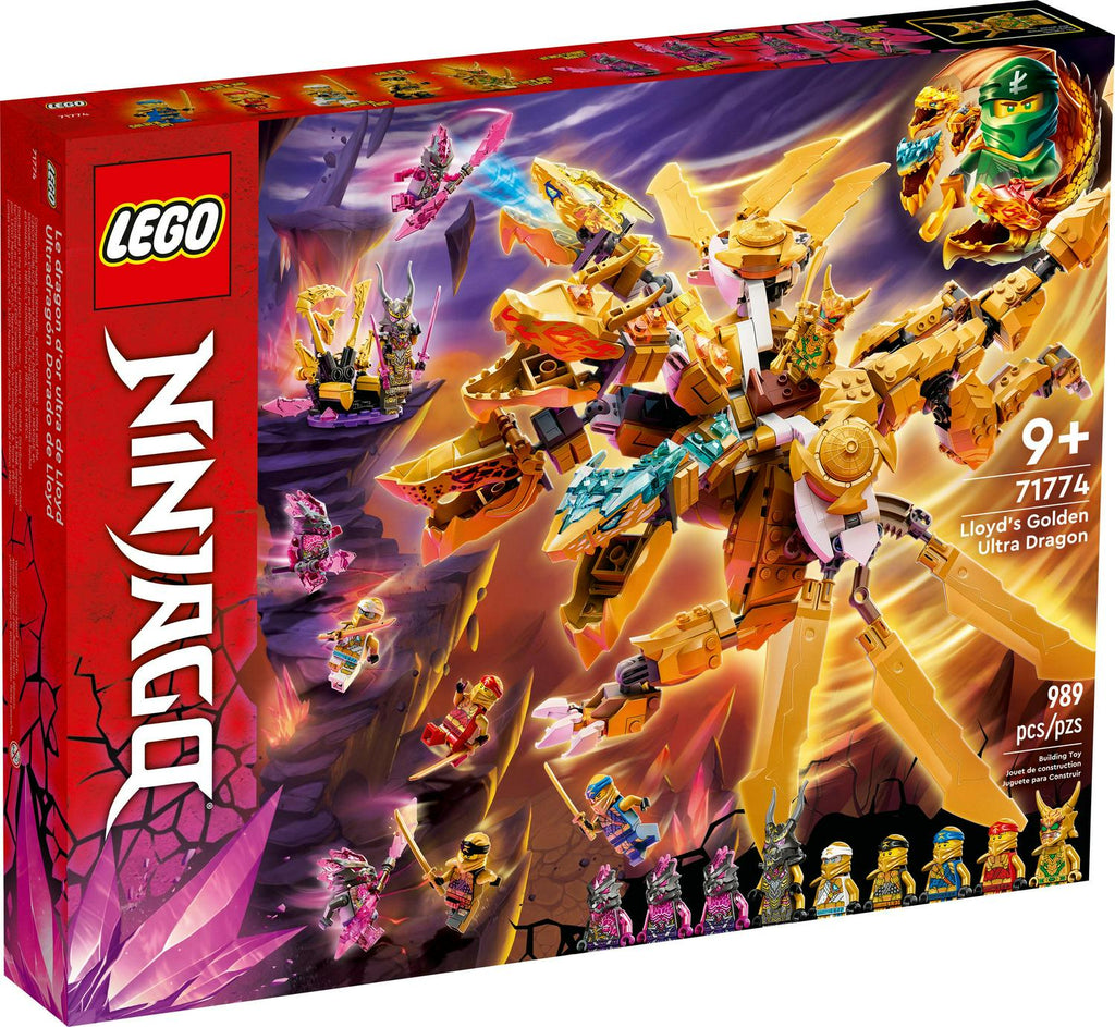 2026 NewLEGO NINJAGO Lloyd's Golden Ultra Dragon Toy for Kids. 71774 Large 4 Headed Action Figure with Blade Wings plus 9 Minifigures