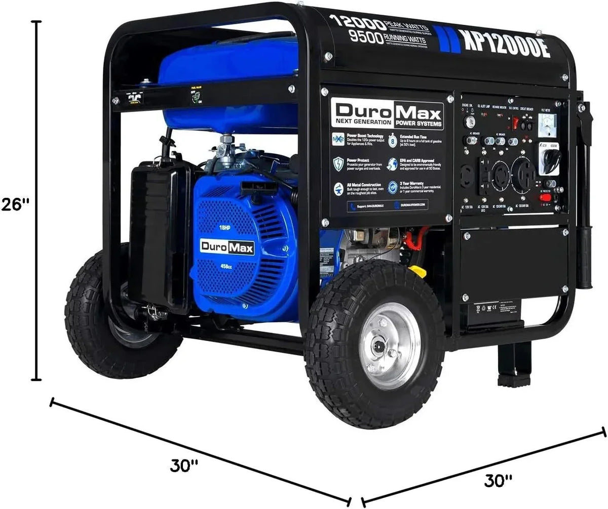 2026 NewPortable 13000-watt generator with dual-fuel operation (gasoline & propane), electric start, emergency power supply for the whole house, switchable, suitable for motorhomes and emergencies