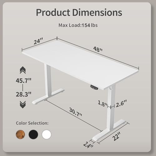 2026 Agilestic Electric Standing Desk, 48 x 24 Inches Height Adjustable Desk, Sit Stand up for Work Office Home, Ergonomic Rising Computer Table with Memory Preset, Rustic Brown