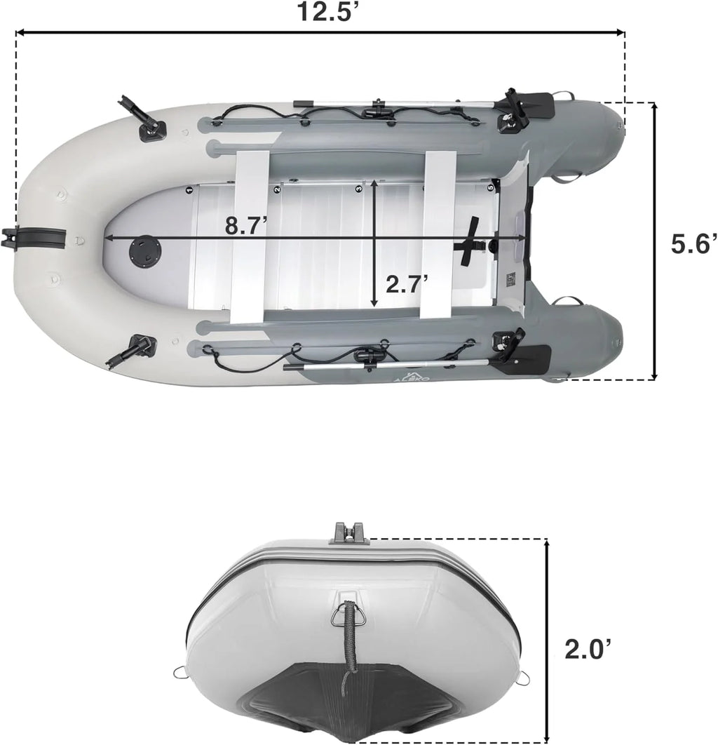 Inflatable Boat | Yacht Dinghy Tender Raft | Multi Person Fishing Boat | Aluminum Floor Oars | Fishing Rod Holders | Heavy-Duty PVC | 2026 Model |