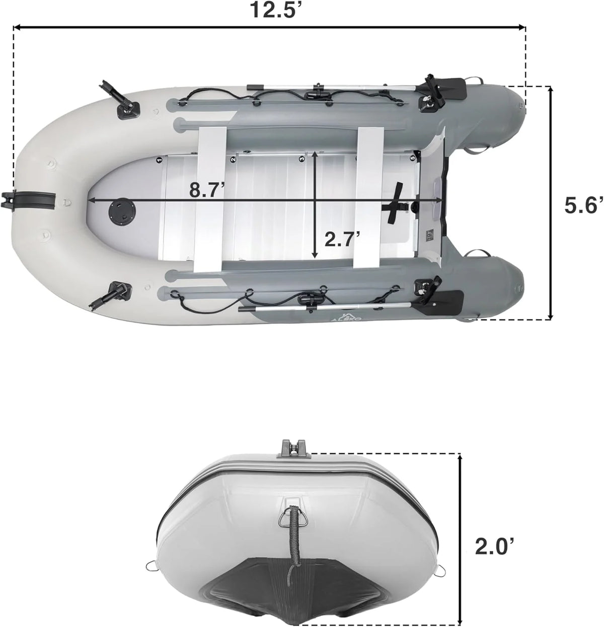 Inflatable Boat | Yacht Dinghy Tender Raft | Multi Person Fishing Boat | Aluminum Floor Oars | Fishing Rod Holders | Heavy-Duty PVC | 2026 Model |