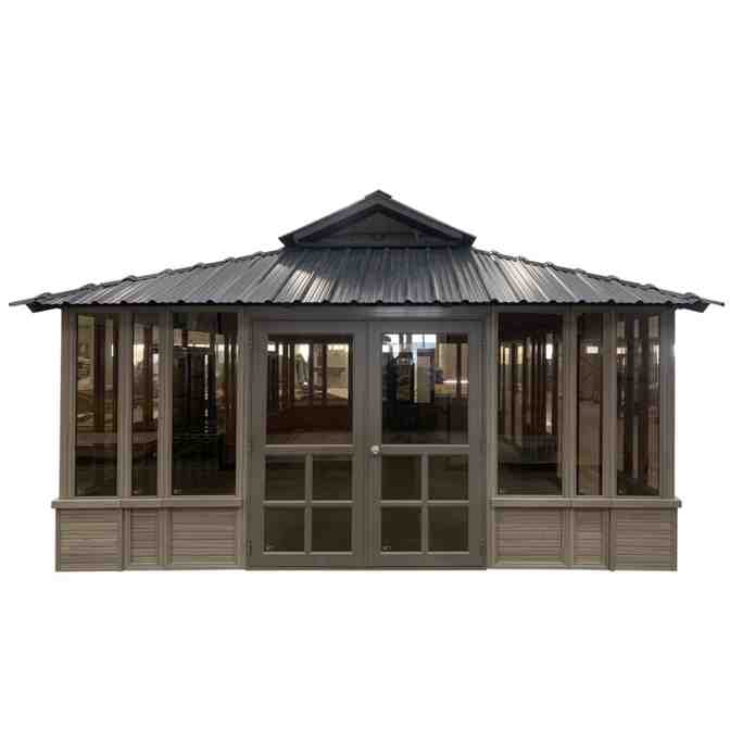 2026 28 Ft. W x 15.5 FT. D Solid Wood Patio Gazebo