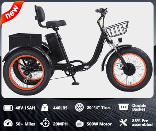 2026 Adult Electric Tricycle Adult Tricycle 3 Wheel Bikes Adults Electric Three Wheel Bike