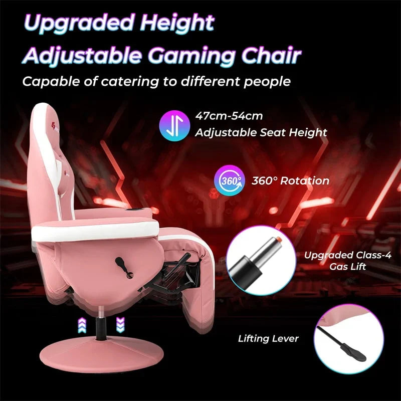 2026 Ergonomic Gaming Recliner Chair with Massage, Retractable Footrest & Cup Holder, Height Adjustable Racing Style Swivel Video Game Chair