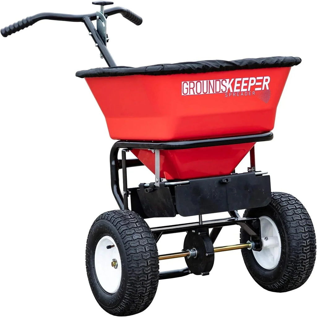 2026 NewMulti-purpose push-along spreader, 100 lb capacity, versatile tool for lawn seed, salt, de-icer, fertilizer and seeds