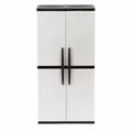 2026 NewFreestanding garage cabinet made of grey plastic, model 2025, 89 cm W x 180 cm H x 46 cm D, with adjustable shelves and lockable doors.