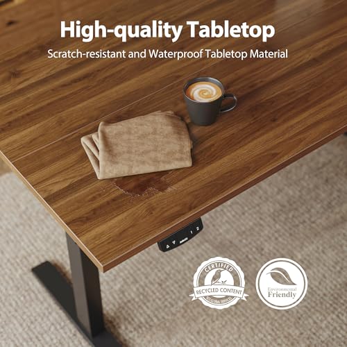 2026 Agilestic Electric Standing Desk, 48 x 24 Inches Height Adjustable Desk, Sit Stand up for Work Office Home, Ergonomic Rising Computer Table with Memory Preset, Rustic Brown