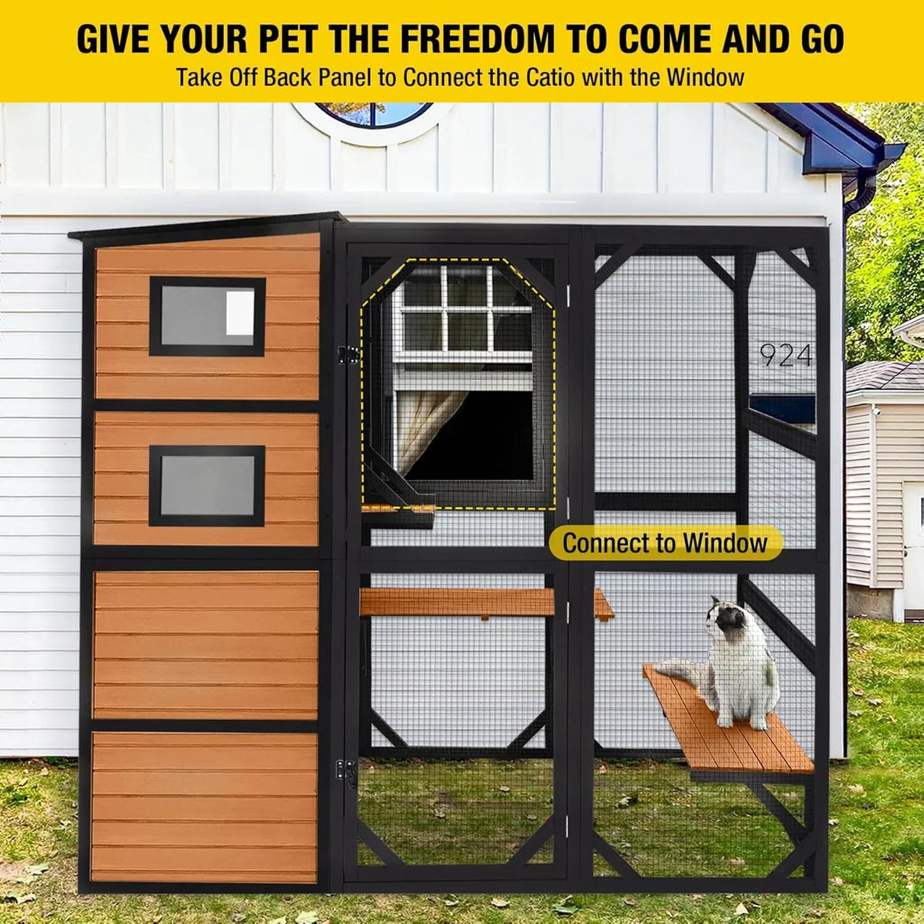 2026 Large Cat Catio, 4 Tiers, Weatherproof Roof, 70"H x 77"L