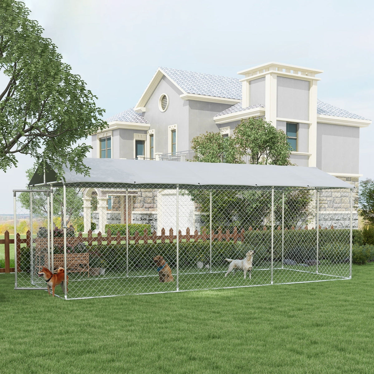 2026 19.7' x 7.5' x 7.5' Outdoor Dog Kennel W/ Waterproof Roof