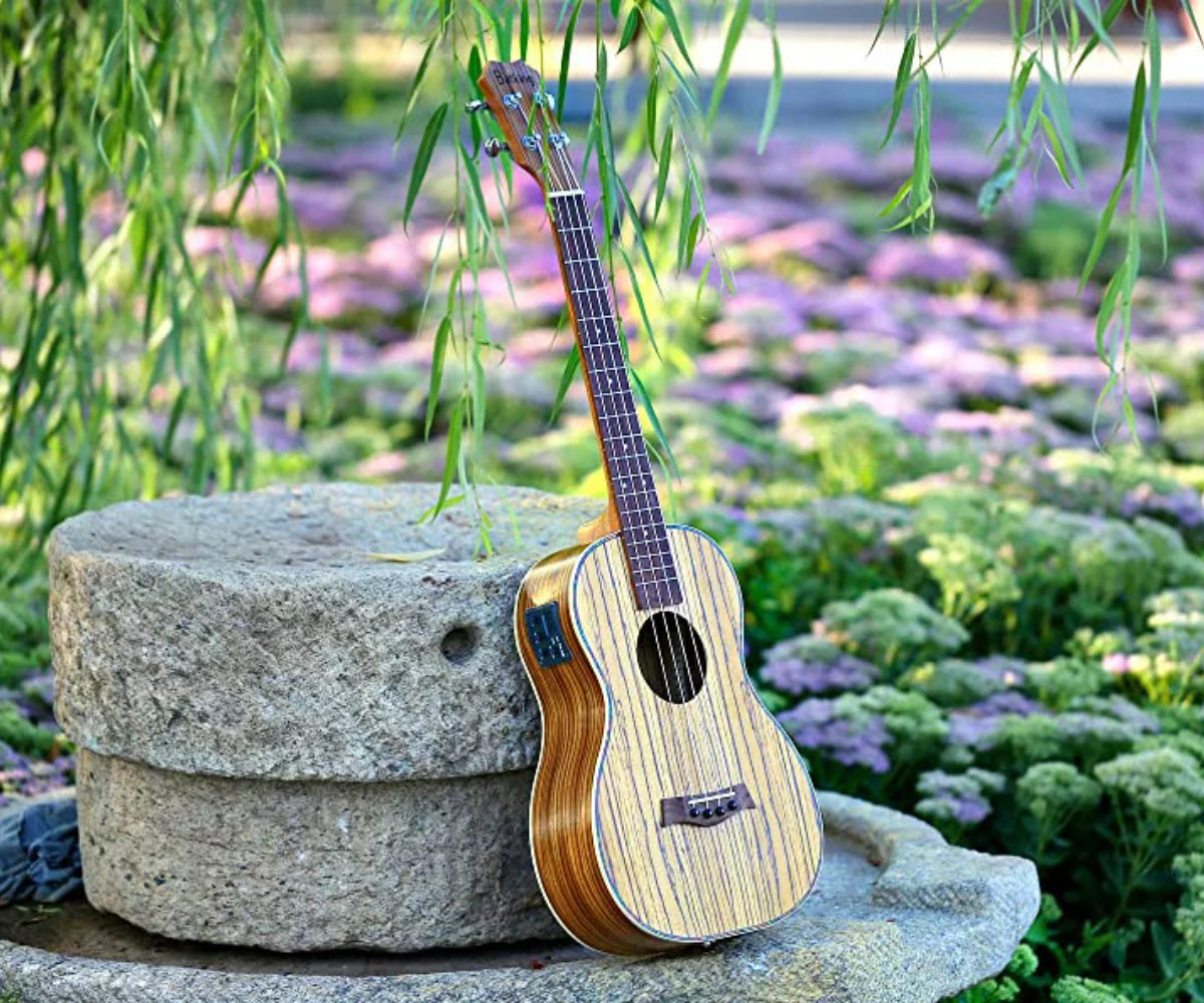2026 Batking Baritone Ukulele, 30 inch Zebra Acoustic Electric Ukelele with Truss Rod & EQ & Gig Bag