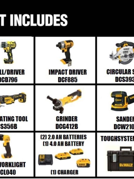 2026 20V MAX Cordless 7 Tool Combo Kit with TOUGHSYSTEM Case, (1) 20V 4.0Ah Battery and (2) 20V 2.0Ah Batteries DCKTS781D2M1 sgtnighsdesigns