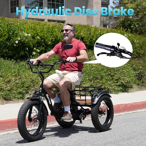 2026 Electric Tricycle for Adults, 750W(Peak 1350W), 48V13Ah Ebike, 20"x4.0" Aluminum Folding Fat Tire 3 Wheel Electric Trike, Max 20MPH Hydraulic Brake, Rear Motor Differential