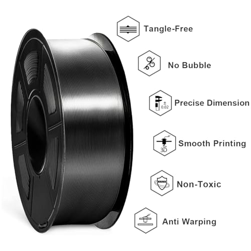 2026 SUNLU 4kg PLA 3D Printer Filament Bundle, Neatly Wound PLA Filament 1.75mm ±0.02mm, Individually Vacuum Packed, 4kg in Total, 1kg per Spool, 4 Pack, 4000g, 4Black