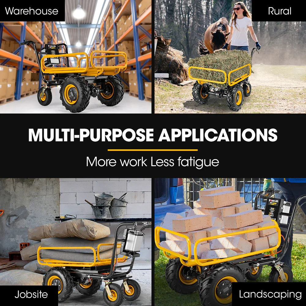 2026 40V Battery Powered Material Handling Dumper Wheelbarrow Motorised Electric, 300kg Capacity