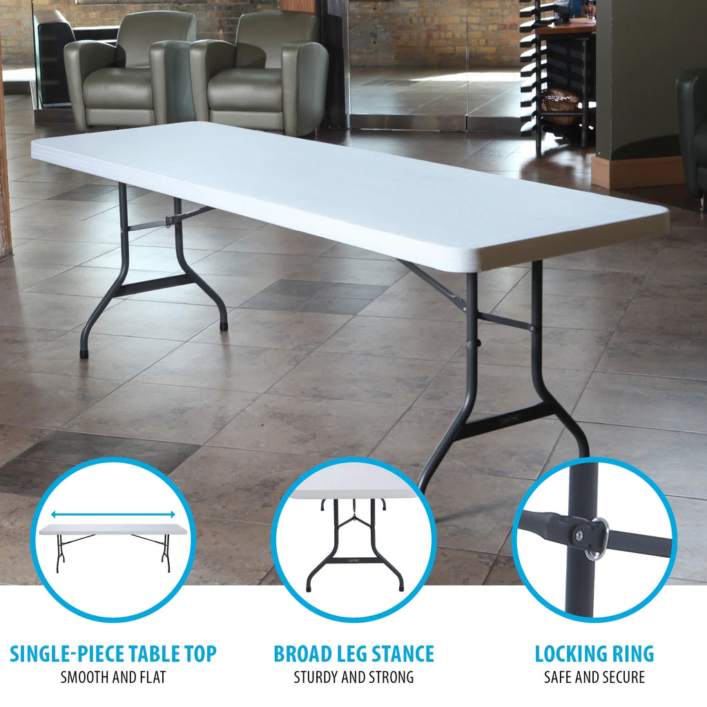 2026 NewLifetime 8-Foot Commercial Grade Folding Table, White Granite (22980)