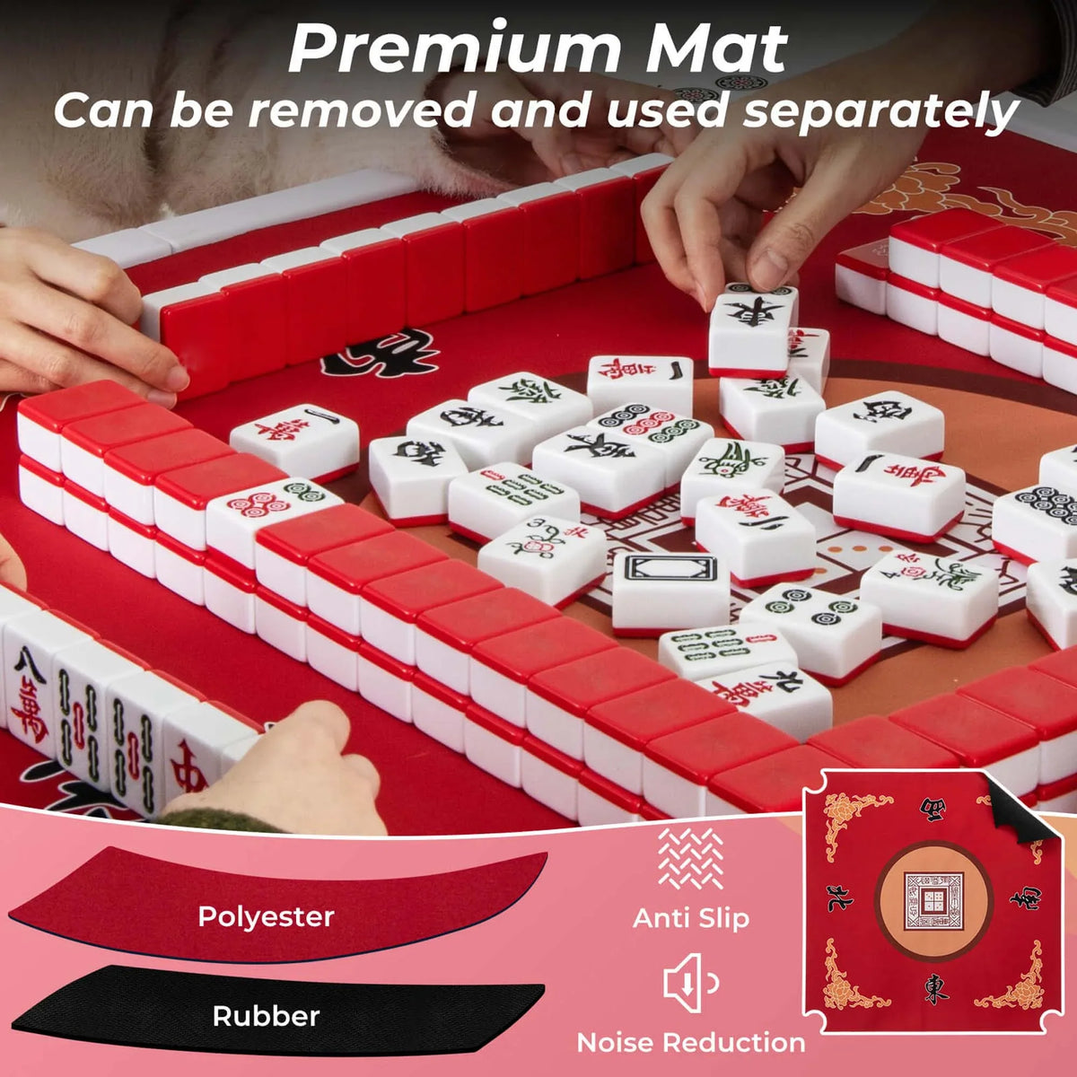 2026 NewCostway 35" Folding Mahjong Table with Cup Holders & Smooth Felt Mat Carrying Handle Green