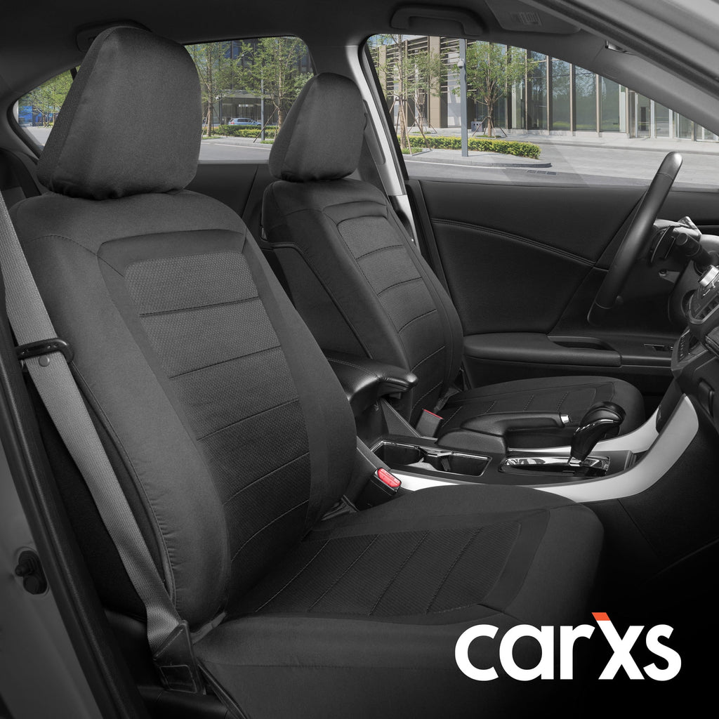 2026 BDK Advanced Performance Car Seat Covers - Instant Install Sideless Front Seat Protector Pair - Modern Honeycomb Accent Black