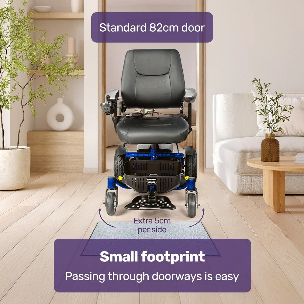 2026 Heavy Duty Electric Wheelchair, Up to 20km Range, Ultra-Comfortable, Great Turning Circle, Safe Stable Non-Slip Anti-Roll Back Power Chair, Blue