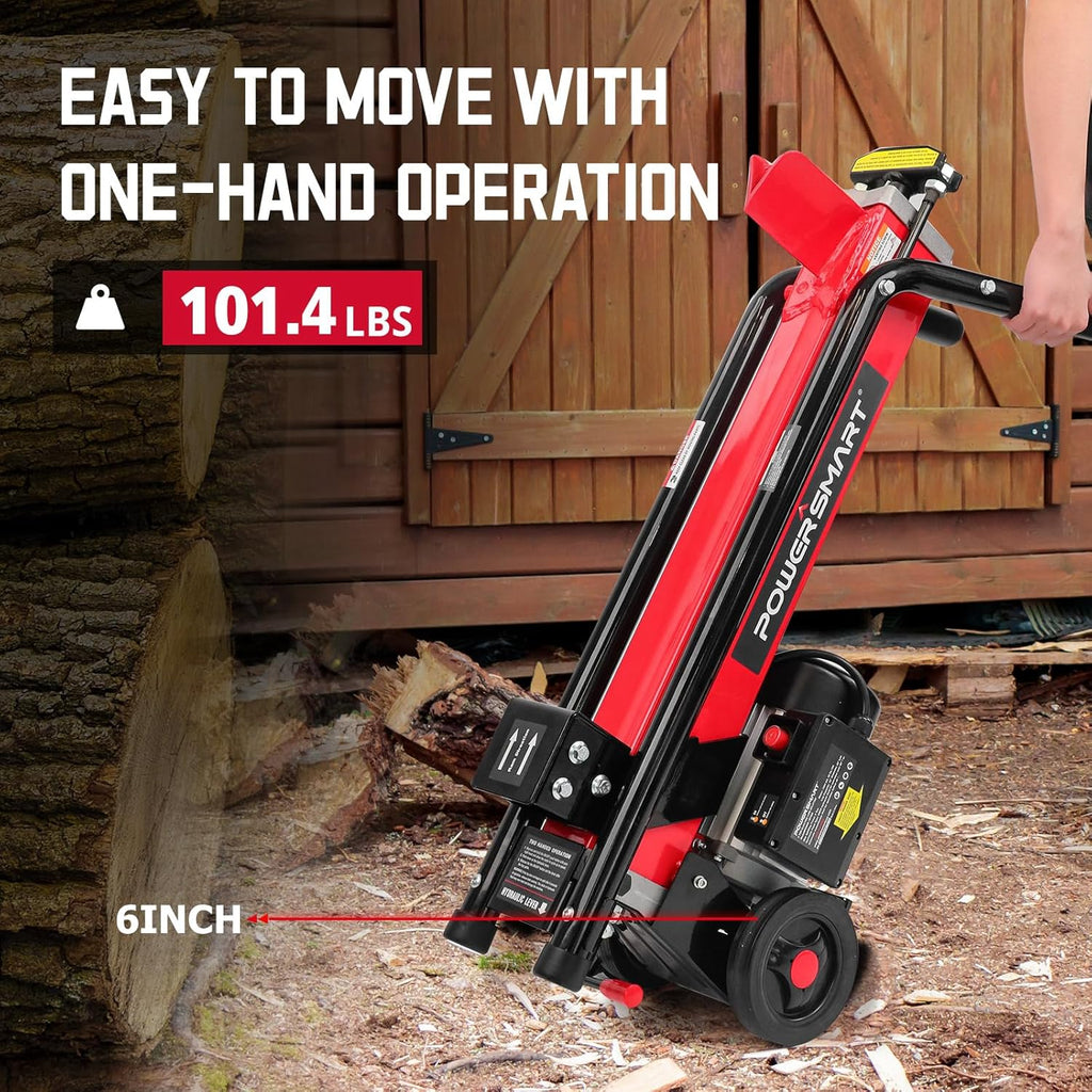 2026 Electric Log Splitter 7-Ton - Efficient Wood Splitter with 3500 Motor Speed, 15 Amp, Horizontal Full Beam Design and Steel Wedge for Firewood & Kindling Cutting