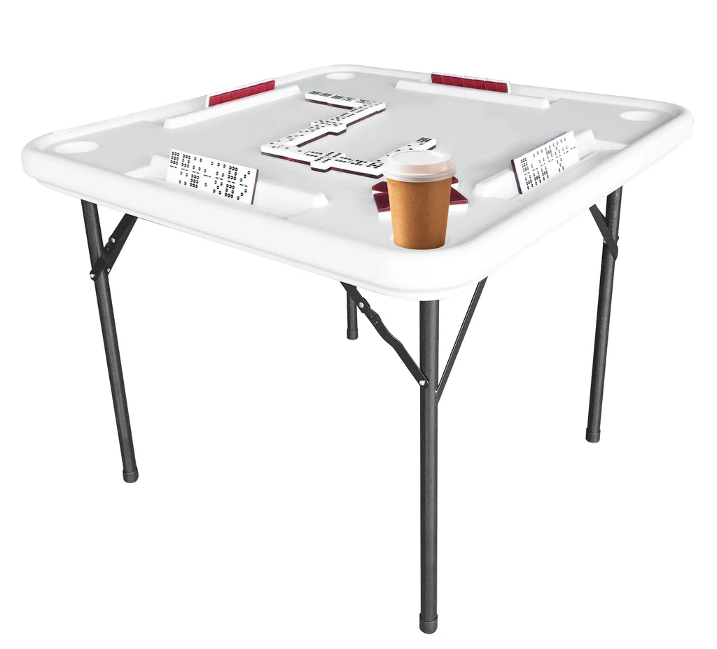 2026 NewBene Casa Foldable Domino Table with Built-In Drink Holders, 38?? x 38??, White