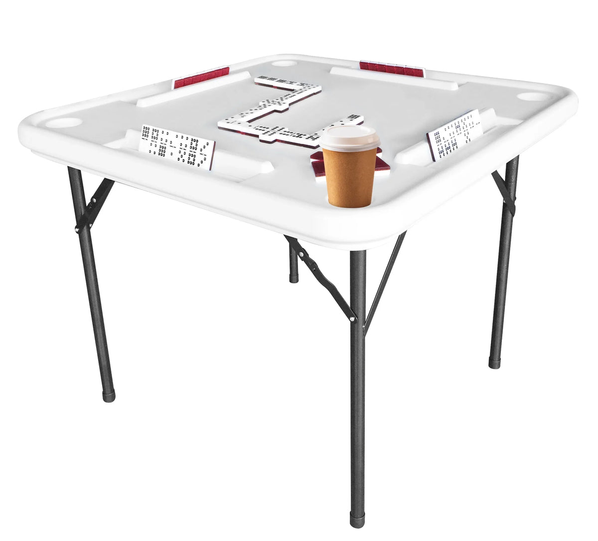 2026 NewBene Casa Foldable Domino Table with Built-In Drink Holders, 38?? x 38??, White