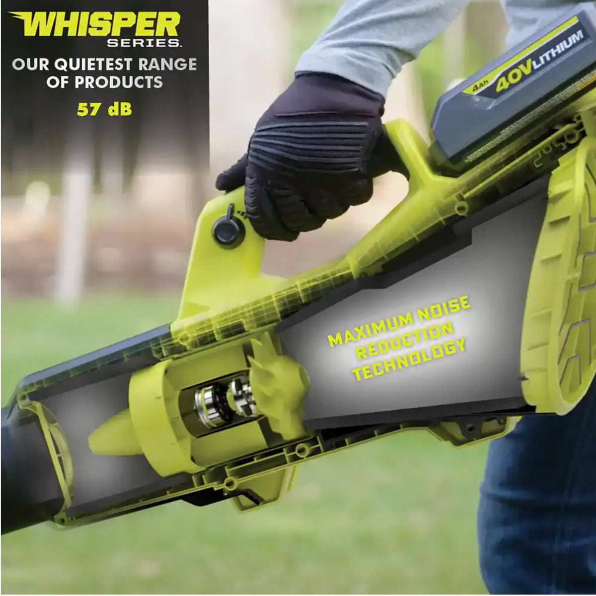 2026 40V Brushless Whisper Series 190 MPH 730 CFM Cordless Battery Jet Fan Leaf Blower with (2) 4.0 Ah Batteries and Charger