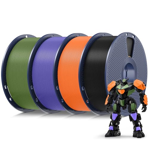 2026 SUNLU 4kg PLA 3D Printer Filament Bundle, Neatly Wound PLA Filament 1.75mm ±0.02mm, Individually Vacuum Packed, 4kg in Total, 1kg per Spool, 4 Pack, 4000g, 4Black