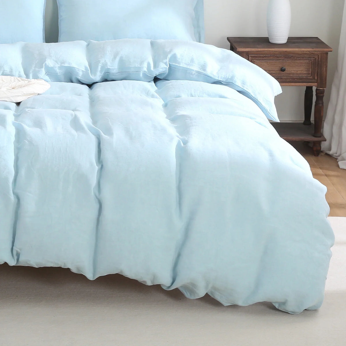 2026 New100% Pure Linen Duvet Cover with Button Closure and Corner Ties Soft & Breathable - Natural Full/Queen