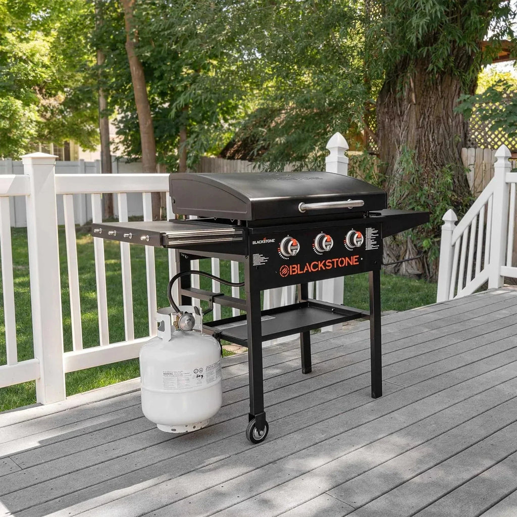 2026 28 Inch Griddle 2026 with Hood XL Griddle Original 3-Burner Outdoor Flat Top Grill, with Griddle Accessories, Seasoning, and Gloves and Cloth