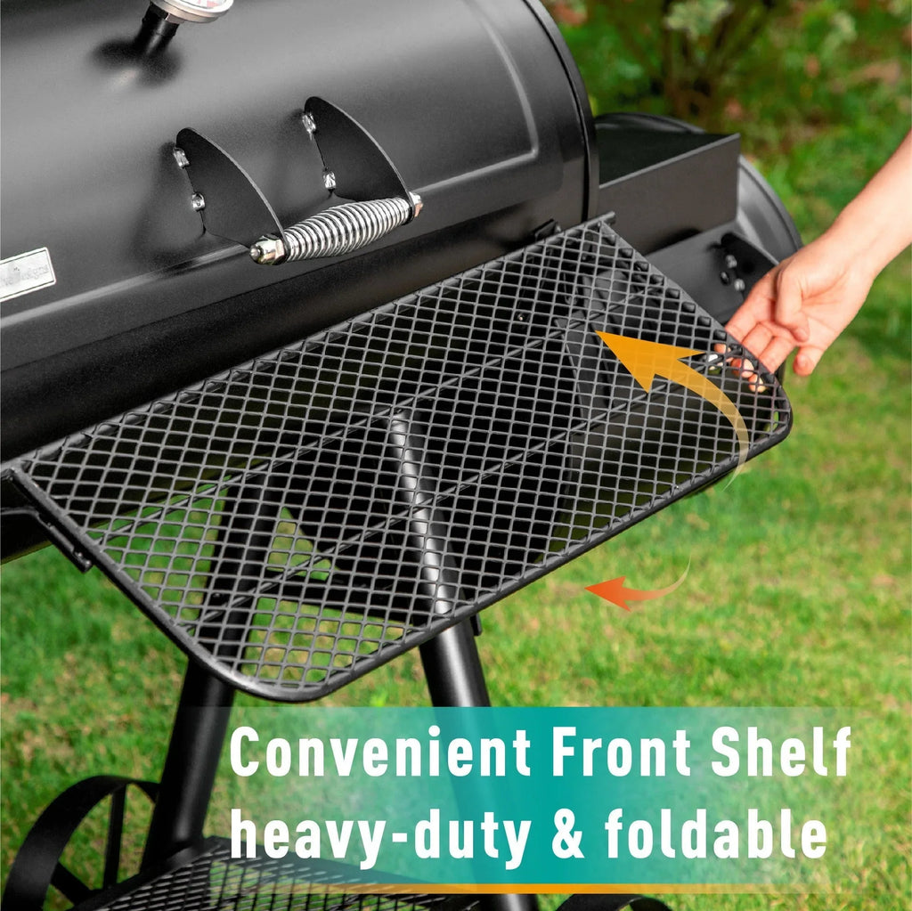 2026 941 Sq.in. Overlarge BBQ Charcoal Grill with Offset Smoker, Black