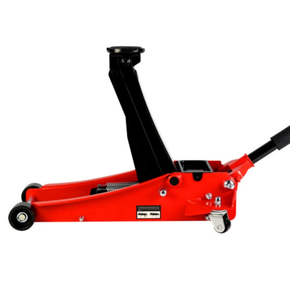 2026 3t Low Profile Jack, Red and Black, Ultra Low Floor Jack with Dual Pistons Quick Lift Pump, Car Jack Hydraulic AutoLifts for Home Garage Black+Red + Steel + 3T Dual pump + Lifting range 3.3"-19.7"