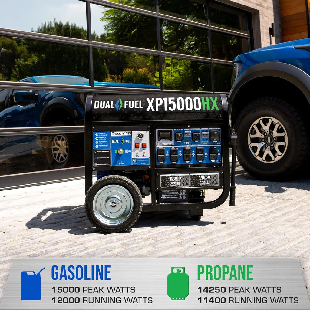 2026 XP15000HX 15 000-Watt Dual Fuel Portable Generator - Gas & Propane Remote Electric Start Whole Home Power Backup Transfer Switch Ready RV & Emergency Ready
