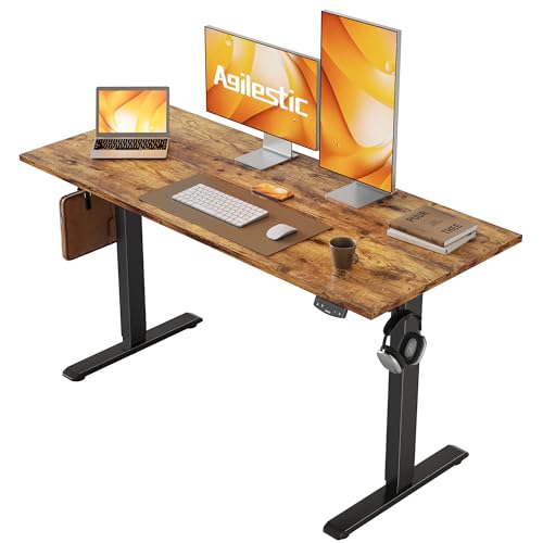 2026 Agilestic Electric Standing Desk, 48 x 24 Inches Height Adjustable Desk, Sit Stand up for Work Office Home, Ergonomic Rising Computer Table with Memory Preset, Rustic Brown